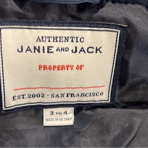 Janie and Jack navy blue with red trim button up puffer vest 3/4 years - Picture 4 of 5